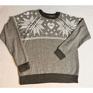 Victorias Secret Love Pink Small Gray Womens Logo Snowflake Sweatshirt Holiday